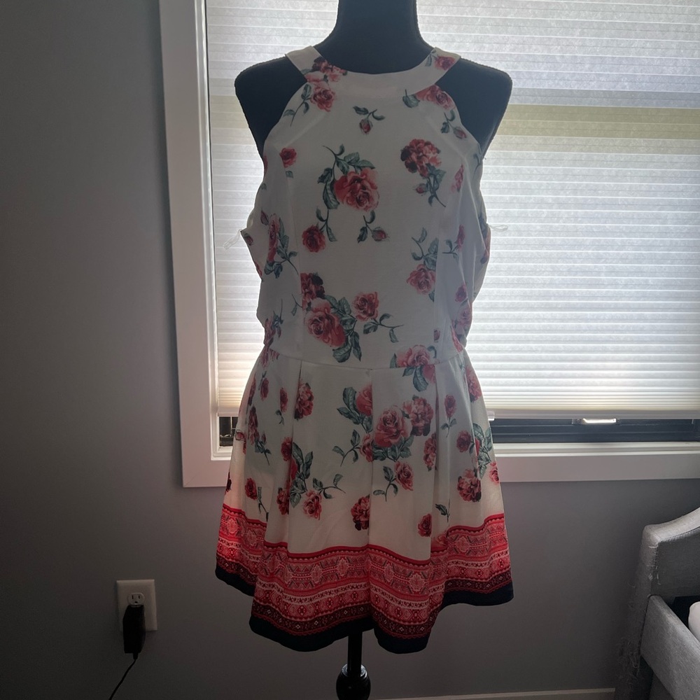 Trixxi Floral Dress with Red and Green Hues
